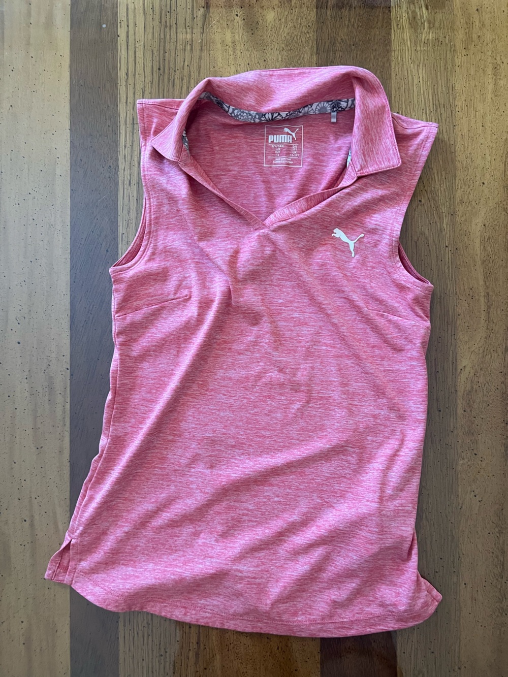 Puma Girls Pink Heather Sleeveless Polo Tank